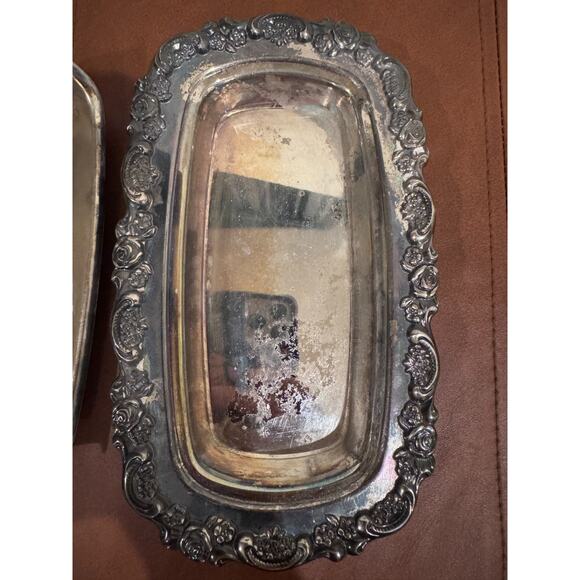 Oneida USA Silverplate Ornate Rose Pattern Covered Butter Dish Vintage 2-Piece - Picture 3 of 6